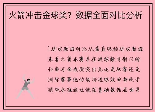 火箭冲击金球奖？数据全面对比分析